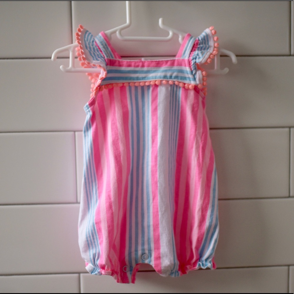 Carters striped pom pom bubble onesie